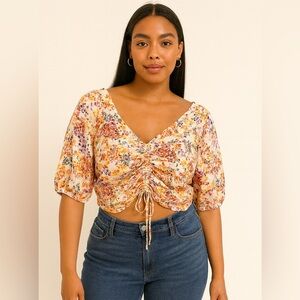 Floral Ruched Women's Crop Top